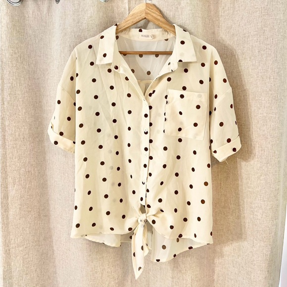 Roolee Polka Dot Button Down Blouse - Picture 4 of 8